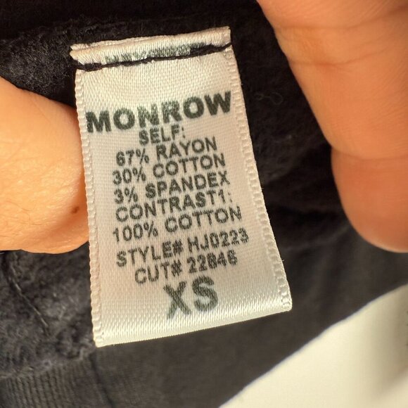 Monrow Hoody Softfleece Zip Up Black Size XS - Picture 6 of 7